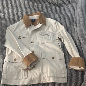 Vineyard Vines Off-White and Brown Military Jacket